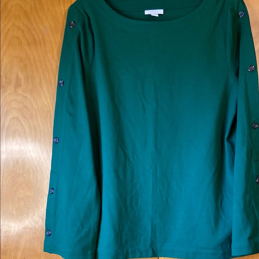 J. Jill Green Women's Top with Button Details on Long Sleeves. Size M - Picture 2 of 10